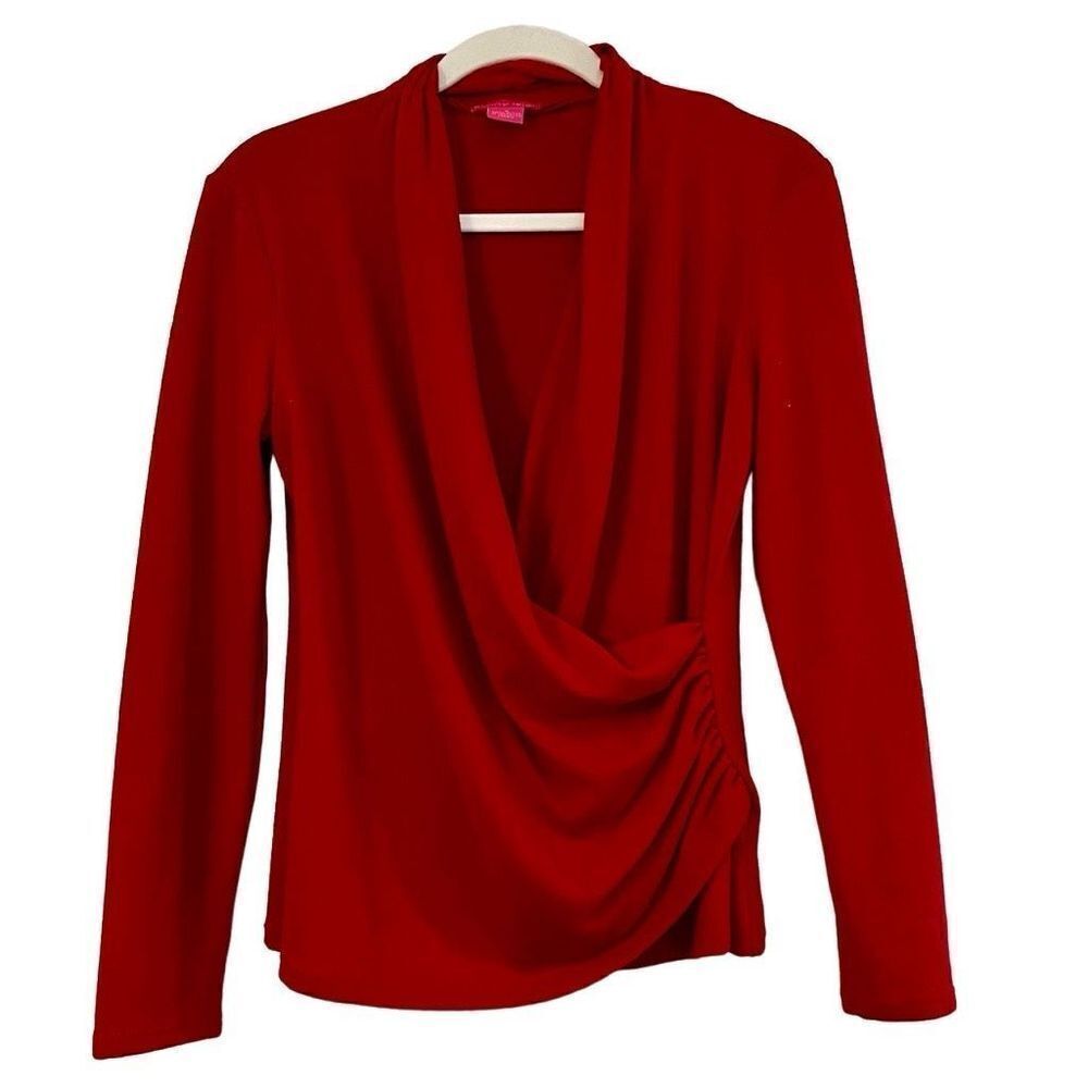 Sunny Leigh Women’s Red Sweep Wrap Sweater Small